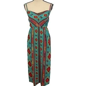 Sapphire Dolls Maxi Spaghetti Strap Dress Size 3 / Small Aztec Print